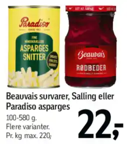 Føtex Beauvais survarer, Salling eller Paradiso asparges tilbud
