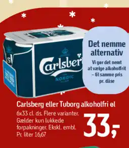 Føtex Carlsberg eller Tuborg alkoholfri øl tilbud