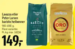 Føtex Lavazza eller Peter Larsen baristo helbønner tilbud