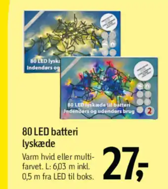 Føtex 80 LED batteri lyskæde tilbud