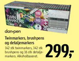 Føtex Dan-pen twinmarkers, brushpens og detaljemarkers tilbud