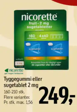 Føtex Nicorette tyggegummi eller sugetablet 2 mg tilbud