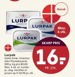 SPAR Lurpak, DKK 16 tilbud
