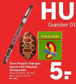 SPAR Toms Pingvin Stænger, Spunk eller Kæmpe Skildpadde, DKK 5 tilbud