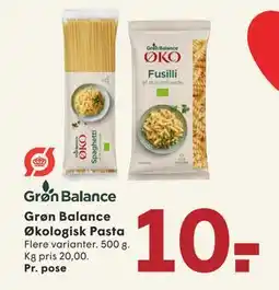 SPAR Grøn Balance Økologisk Pasta, DKK 10 tilbud