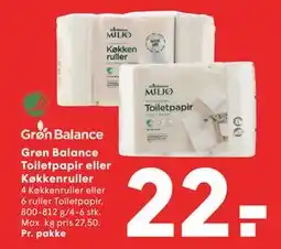SPAR Grøn Balance Toiletpapir eller Køkkenruller, DKK 22 tilbud