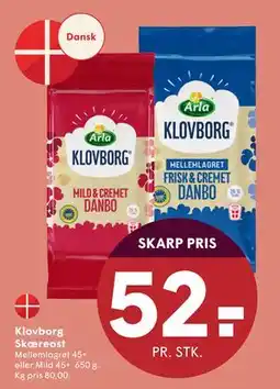 SPAR Klovborg Skæreost, DKK 52 tilbud