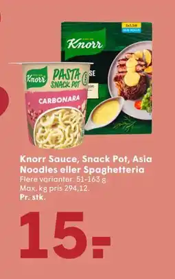 SPAR Knorr Sauce, Snack Pot, Asia Noodles eller Spaghetteria, DKK 15 tilbud