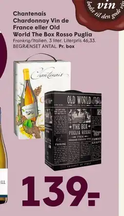SPAR Chantenais Chardonnay Vin de France eller Old World The Box Rosso Puglia, DKK 139 tilbud