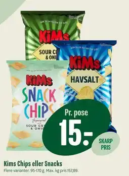 Min Købmand Kims Chips eller Snacks, DKK 15 tilbud