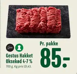 Min Købmand Gestus Hakket Oksekød 4-7 %, DKK 85 tilbud