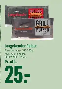 Min Købmand Langelænder Pølser, DKK 25 tilbud