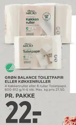MENY GRØN BALANCE TOILETPAPIR ELLER KØKKENRULLER, DKK 22 tilbud
