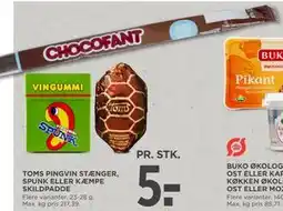 MENY TOMS PINGVIN STÆNGER, SPUNK ELLER KÆMPE SKILDPADDE, DKK 5 tilbud