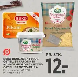 MENY BUKO ØKOLOGISK FLØDEOST ELLER KAROLINES KØKKEN ØKOLOGISK HYTTEOST ELLER MOZZARELLA, DKK 12 tilbud