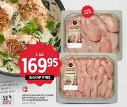 MENY GESTUS DANSK KYLLINGEBRYSTFILET ELLER KYLLINGEINDERFILET, DKK 169.95 tilbud