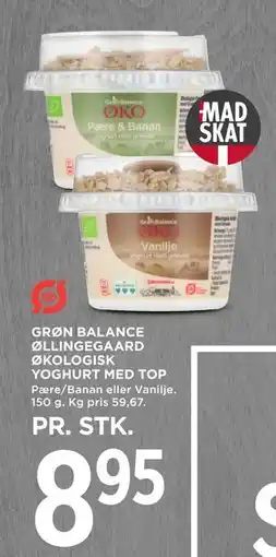MENY GRØN BALANCE ØLLINGEGAARD ØKOLOGISK YOGHURT MED TOP, DKK 8.95 tilbud