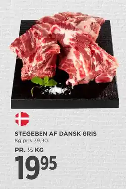 MENY STEGEBEN AF DANSK GRIS, DKK 19.95 tilbud