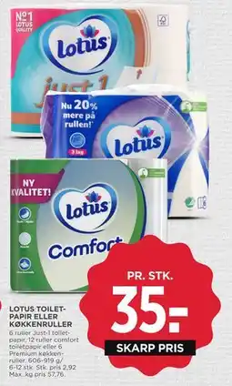 MENY LOTUS TOILETPAPIR ELLER KØKKENRULLER, DKK 35 tilbud