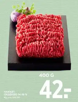 MENY HAKKET OKSEKØD 14-18 %, DKK 42 tilbud
