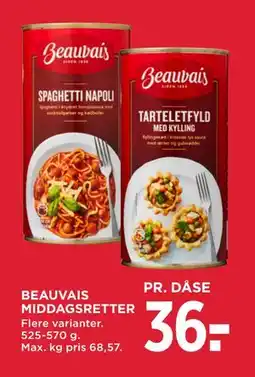 MENY BEAUVAIS MIDDAGSRETTER, DKK 36 tilbud