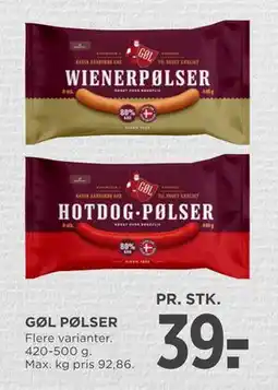 MENY GØL PØLSER, DKK 39 tilbud
