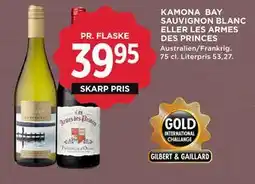 MENY KAMONA BAY SAUVIGNON BLANC ELLER LES ARMES DES PRINCES, DKK 39.95 tilbud