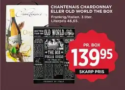 MENY CHANTENAIS CHARDONNAY ELLER OLD WORLD THE BOX, DKK 139.95 tilbud