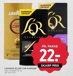MENY LAVAZZA ELLER L’OR KAPSLER, DKK 22 tilbud
