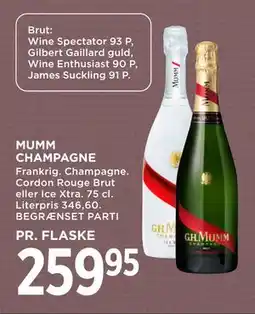 MENY MUMM CHAMPAGNE, DKK 259.95 tilbud
