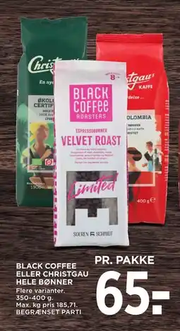 MENY BLACK COFFEE ELLER CHRISTGAU HELE BØNNER, DKK 65 tilbud
