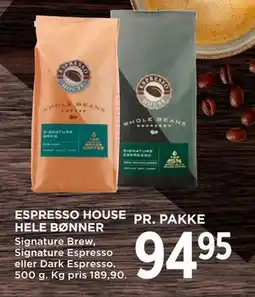 MENY ESPRESSO HOUSE HELE BØNNER, DKK 94.95 tilbud
