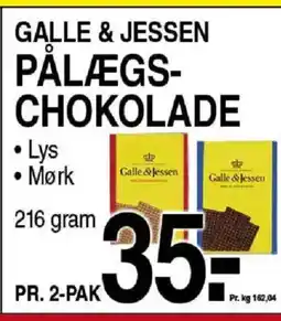 ABC Lavpris Galle & jessen pålægs- chokolade tilbud