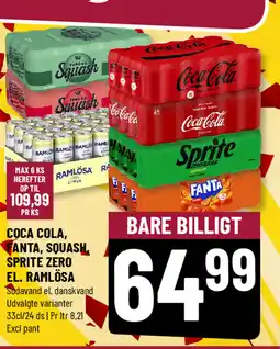 Løvbjerg Coca cola, fanta, squash sprite zero el. ramlösa tilbud