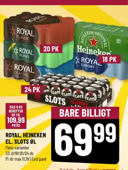 Løvbjerg Royal, heineken EL. SLOTS ØL tilbud