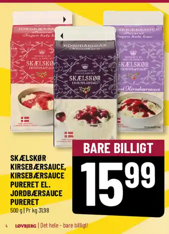 Løvbjerg Skælskør kirsebærsauce, kirsebærsauce pureret el. jordbærsauce pureret tilbud
