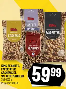 Løvbjerg Kims peanuts, favoritter, cashews el. saltede mandler tilbud