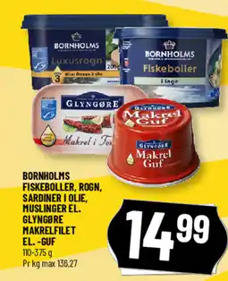 Løvbjerg El.-guf makrelfilet bornholms fiskeboller, rogn, sardiner i olie, muslinger el. glyngøre tilbud