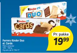 Fakta Tyskland Ferrero Kinder Duo el. Cards tilbud