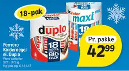 Fakta Tyskland Ferrrero Kinderriegel el. Duplo tilbud