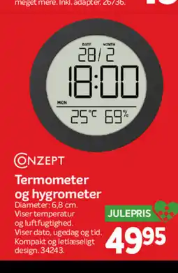 Din Isenkræmmer CONZEPT Termometer og hygrometer tilbud
