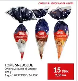 Nielsen's Discount TOMS SNEBOLDE, DKK 15 tilbud