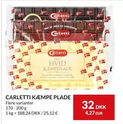 Nielsen's Discount CARLETTI KÆMPE PLADE, DKK 32 tilbud