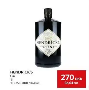Nielsen's Discount HENDRICK’S, DKK 270 tilbud