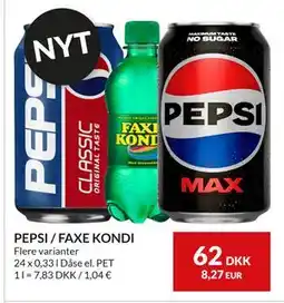 Nielsen's Discount PEPSI / FAXE KONDI, DKK 62 tilbud