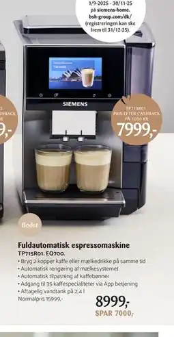 Kop & Kande Fuldautomatisk espressomaskine, DKK 8999 tilbud