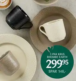 Kop & Kande 2-PAK KRUS RHOMBE EARTH, DKK 299.95 tilbud