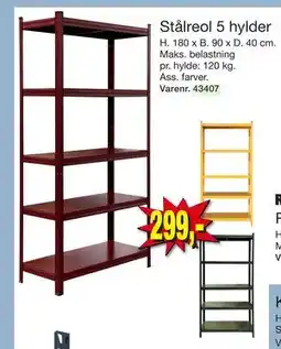 Harald Nyborg Stålreol 5 hylder, DKK 299 tilbud