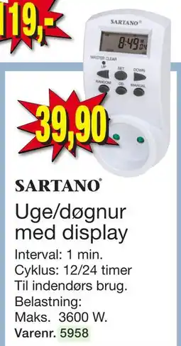 Harald Nyborg Uge/døgnur med display, DKK 39.9 tilbud