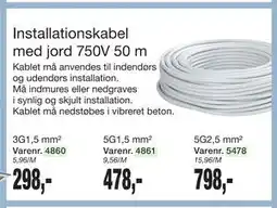 Harald Nyborg Installationskabel med jord 750V 50 m tilbud